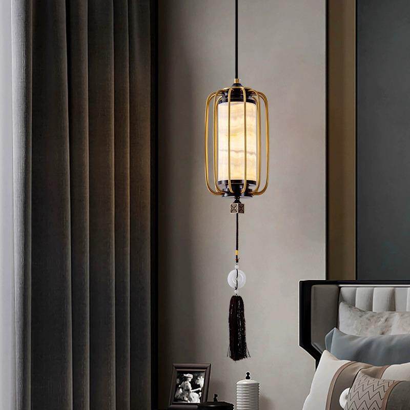 全铜云石欧式复古客厅吊灯高端创意新中式餐厅复式楼别墅大吊灯