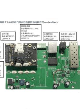 雷卯防雷fang静电器件可用于MT7628高规格工业4G云串口路由器