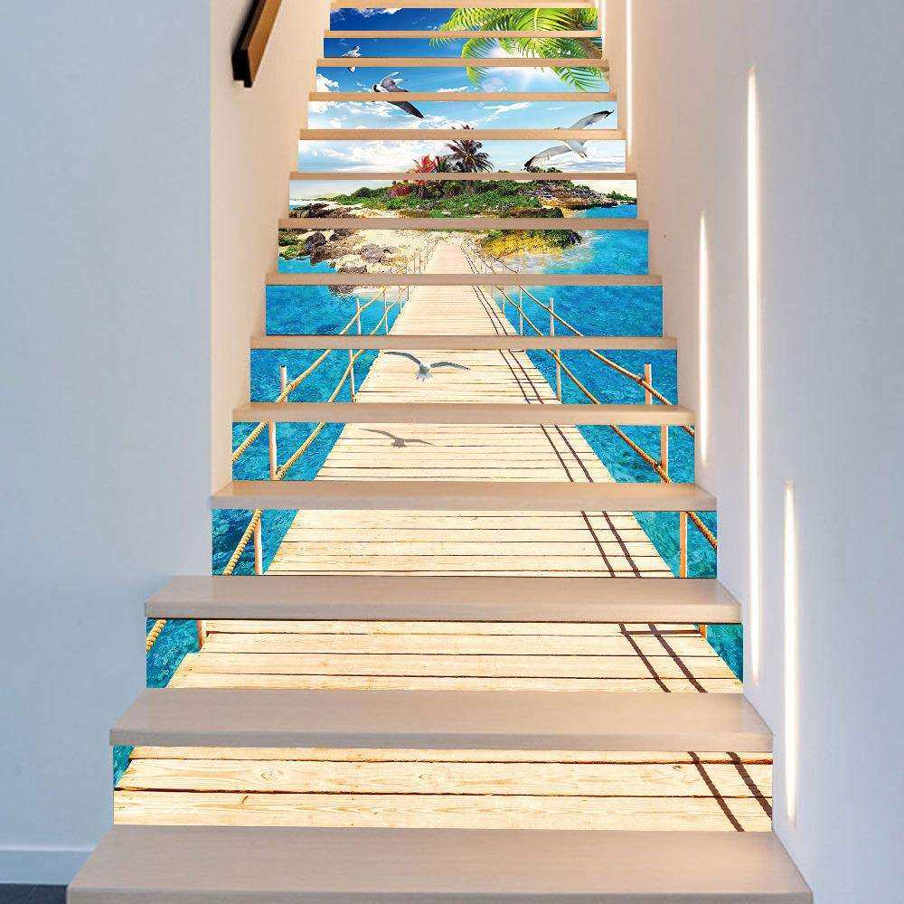Aliexpress13片装海岛吊桥楼梯贴自粘墙纸楼梯家居装饰,畜牧/养殖物资,畜牧/养殖器械,淘宝优惠券,粉丝福利购,淘宝优惠卷