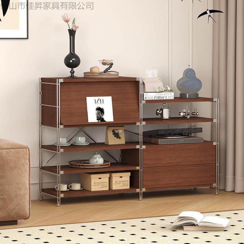 置物架扫地机器人收纳置物柜中古风展示柜沙发边柜餐边柜