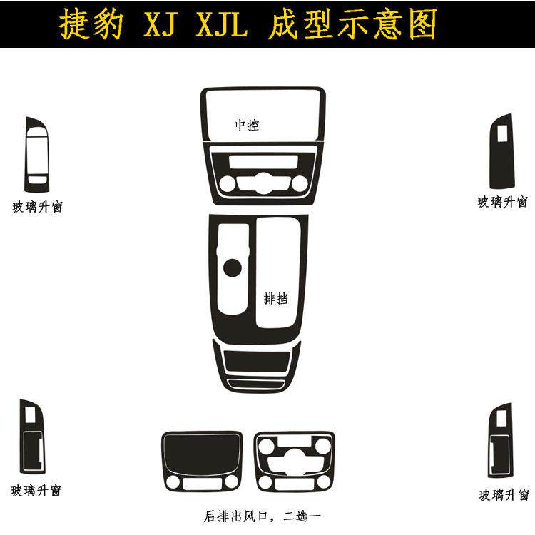 适用于11-18款捷豹XJLXJ内饰贴纸碳纤维内饰改装中控排挡改色膜