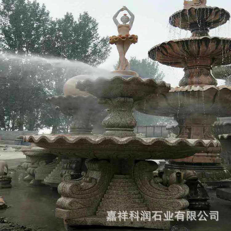 别墅花园庭院装饰摆件酒店门口晚霞红石雕喷泉现货出售石雕喷泉