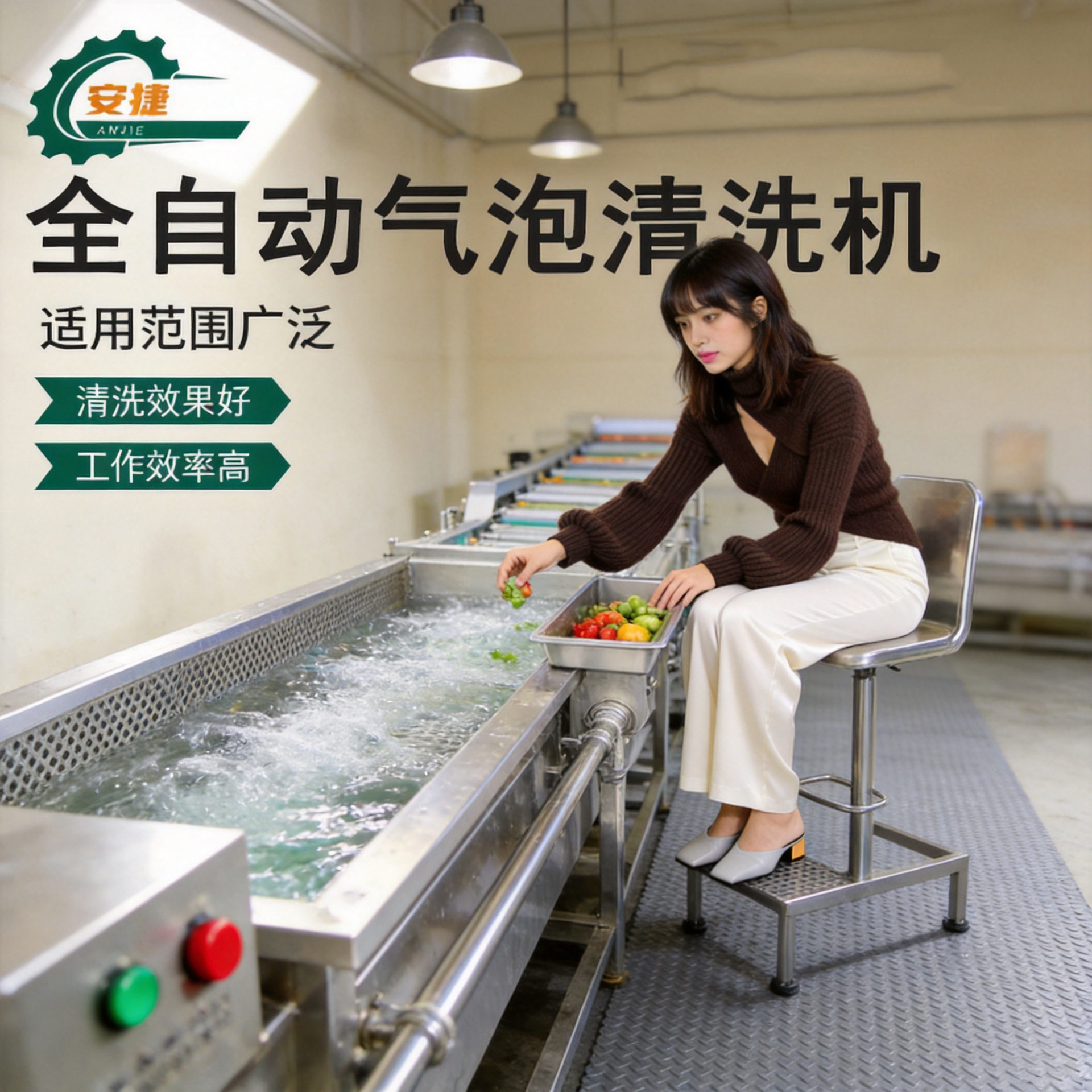 全自动喷淋气泡果蔬清洗线