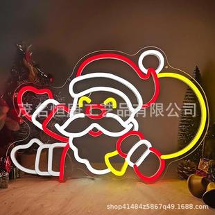 霓虹灯MerryChristmas圣诞老人雪人圣诞派对装饰灯