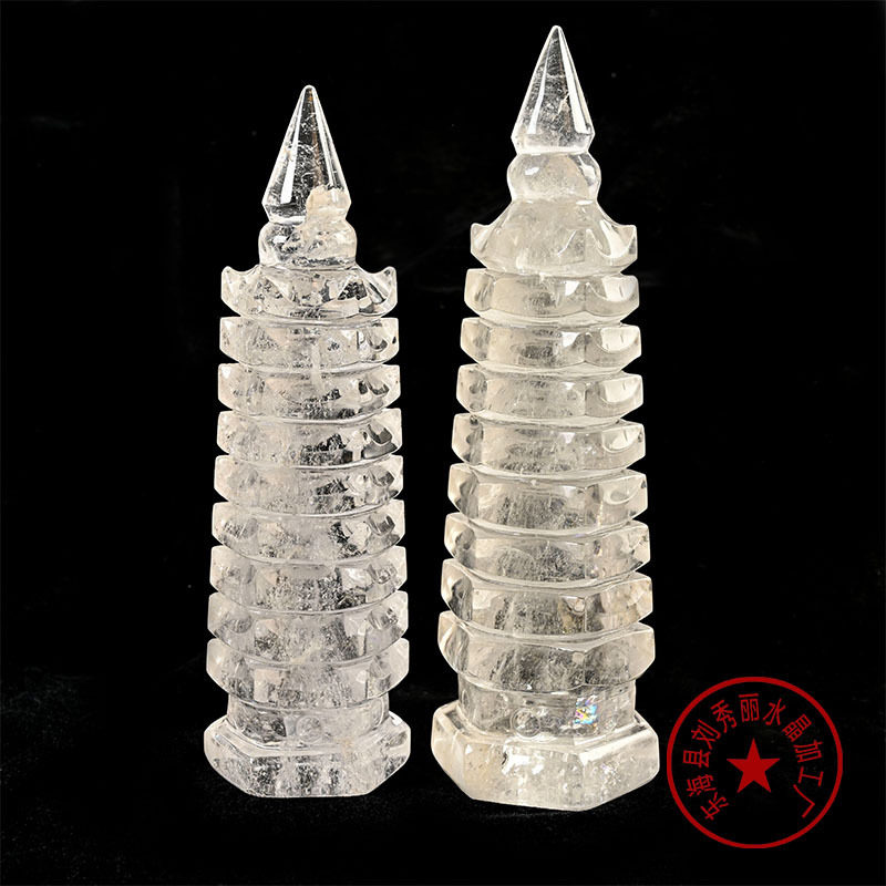 天然白水晶文昌塔摆件水晶原石打磨宝塔书桌家居桌面装饰厂家直销