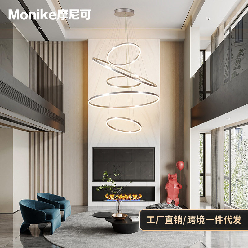 现代简约led装饰客厅吊灯跨境设计师别墅铝材中山灯具别墅吊灯