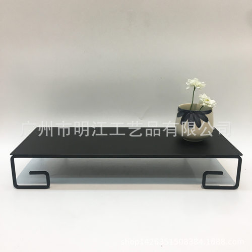 新中式铁艺托盘摆件客厅茶室收纳样板房软装装饰置物架玄关迎客松