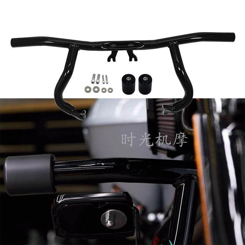 哈雷滑翔前保险杠双灯公路CVO121ST大道滑翔路王改装一字杠护杠