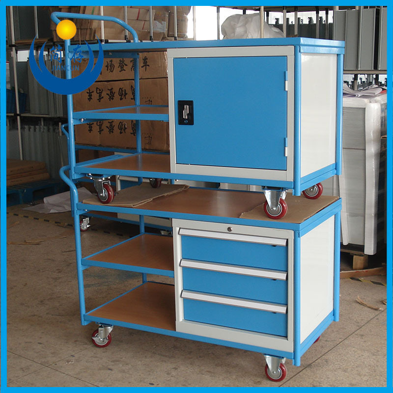 简存制作非标组合工具车移动型工位桌重型五金工具柜铁板推车