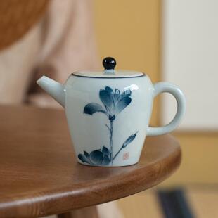 手绘茶壶手执壶泡茶壶过滤泡茶器小号复古青花陶瓷壶家用单壶