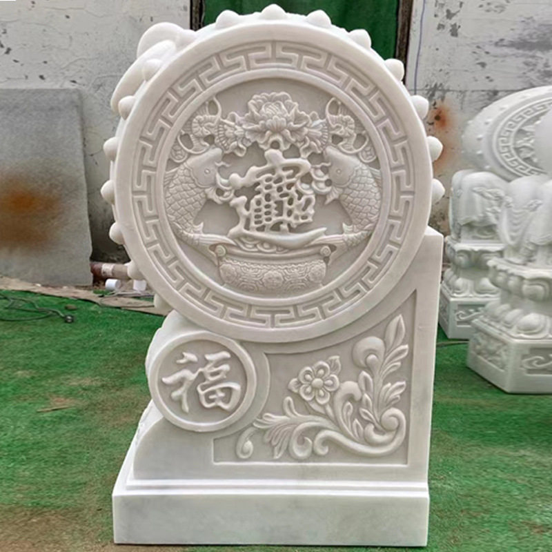 石雕门墩汉白玉抱鼓大理石门鼓一对别墅庭院户外门口摆件厂家供应图片