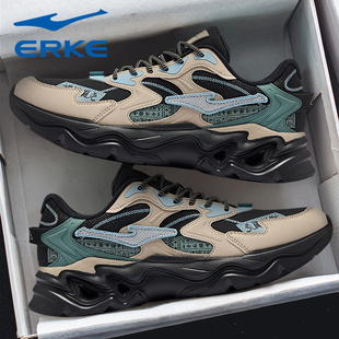 男防水皮面老爹鞋 鸿星尔克官方旗舰男鞋 运动鞋 新款 子 2025秋冬季