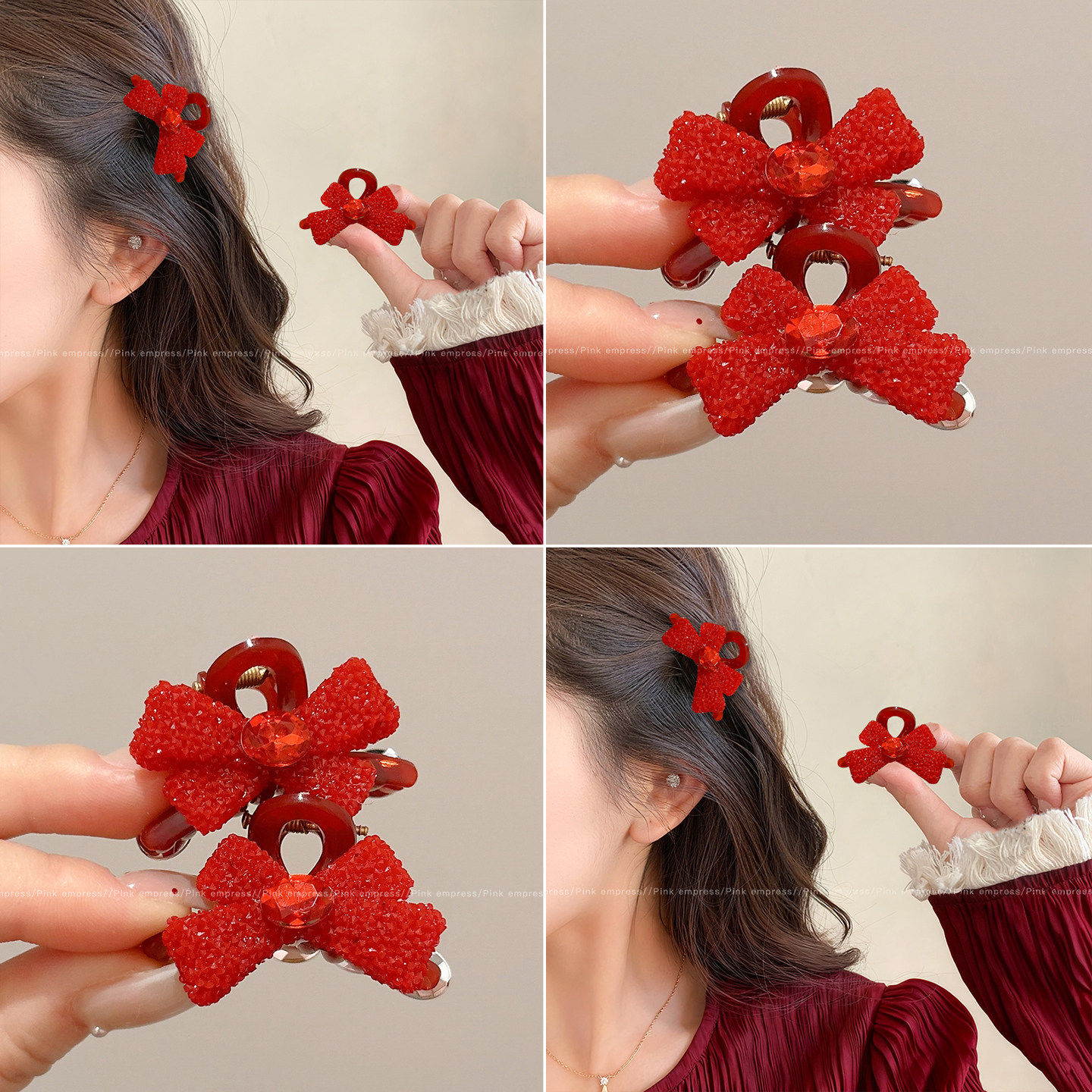 新年红色蝴蝶结小抓夹女2026新款高级感碎发刘海夹发卡公主头头饰,饰品/流行首饰/时尚饰品新,发饰,淘宝优惠券,粉丝福利购,淘宝优惠卷