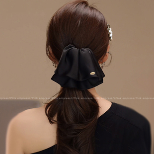 黑色裙摆抓夹女后脑勺半扎发鲨鱼夹高级感气质显发量发夹发卡发饰