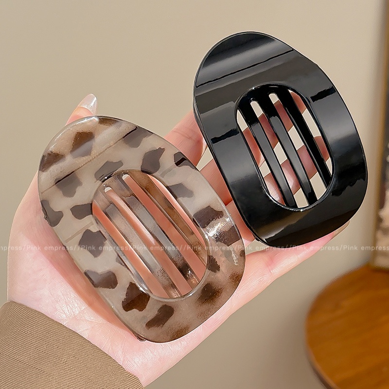 豹纹鲍鱼抓夹不硌头扁平发夹女2025新款后脑勺扎发弧形马尾夹发卡