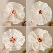 小清新白色氛围感大号大肠发圈扎头发头花百搭发饰慵懒风发绳夏季