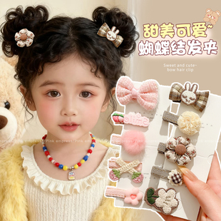 儿童可爱蝴蝶结发夹小女孩刘海侧边夹子前额碎发发卡女童宝宝头饰