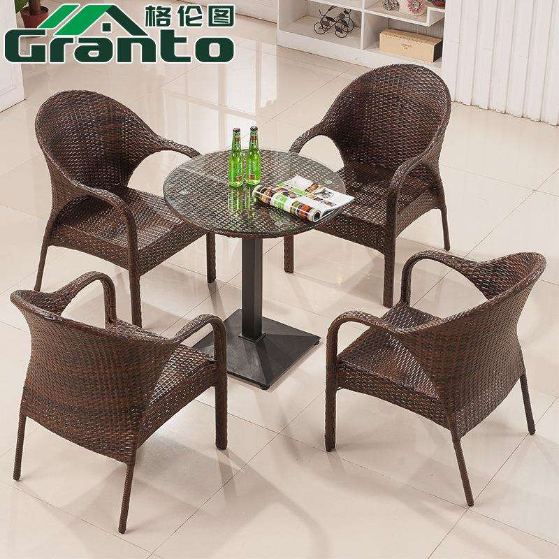 户外藤编桌椅庭院室外花园藤椅组合别墅样板房露天间阁楼休闲家具