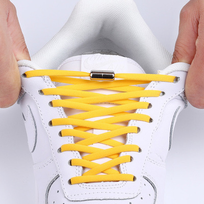 免系免绑男女运动鞋AJ1篮球鞋黑白彩色儿童弹力半圆鞋带绳 懒人鞋