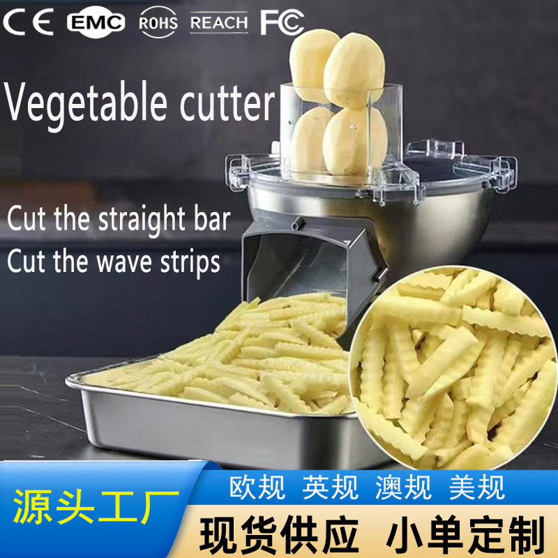 商用电动波浪刀狼牙直条土豆水果蔬菜切条机切薯条跨境220V欧规