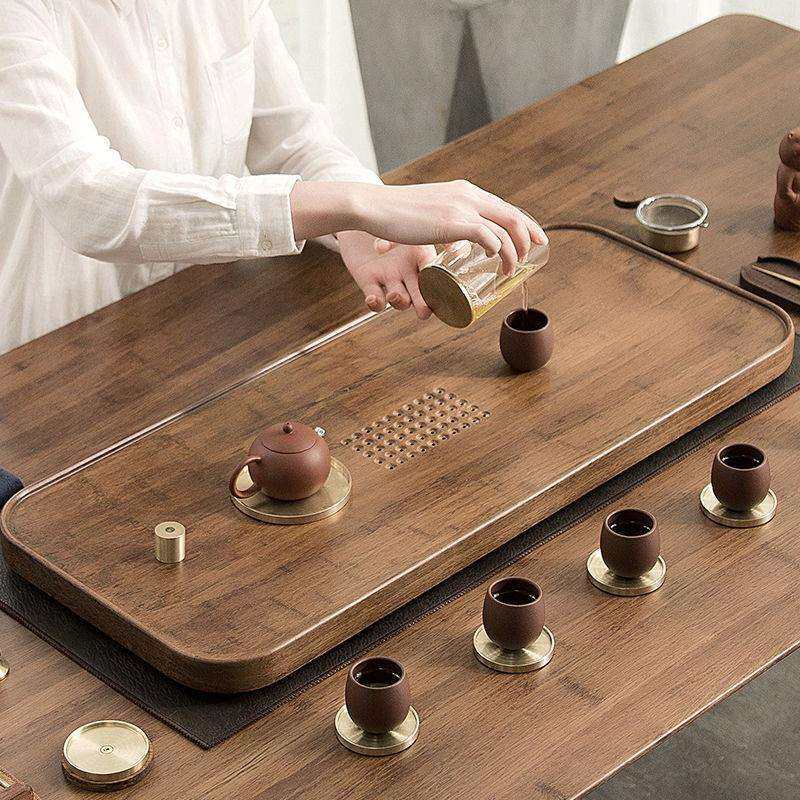 一条实木茶盘家用简约轻奢现代沥水盘简易茶海小型抽屉储排水茶台