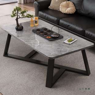 轻奢简易茶几简约现代办公室沙发茶几桌客厅家用小户型岩板色茶几