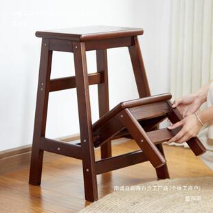 实木梯凳二三步家用折叠客厅室内多功能登高梯子凳楼梯椅加厚