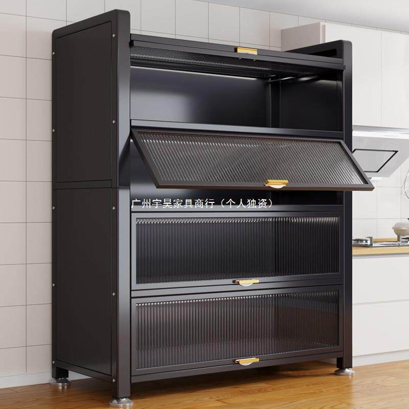 厨房置物架落地多层防尘收纳柜微波炉家用餐边柜多功能橱柜储物柜