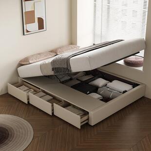 无床头床排骨架床架榻榻米床抽屉箱体储物床奶油风小户型现代简约
