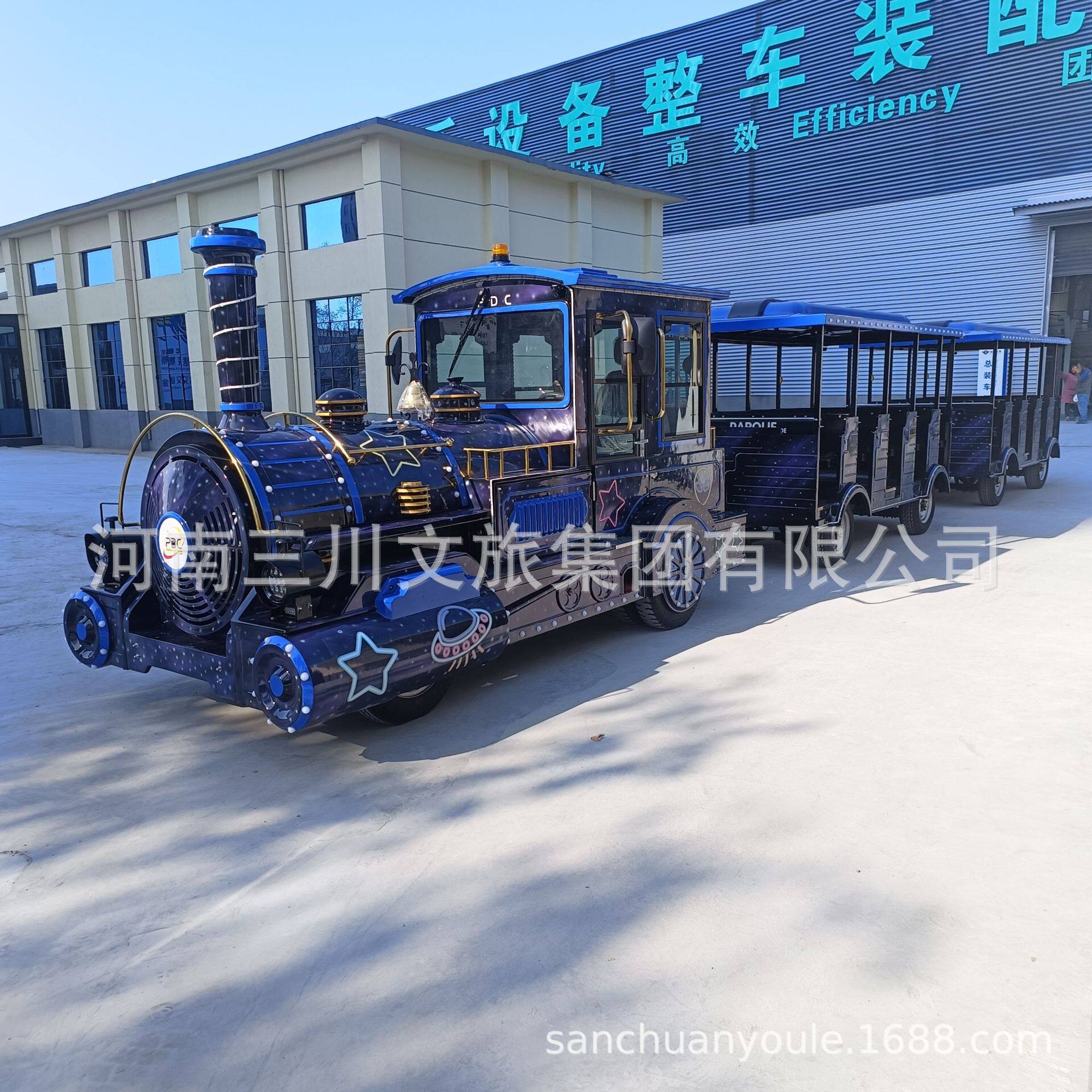 景区燃油观光火车42座户外电动观光火车景区代步无轨火车游乐设备