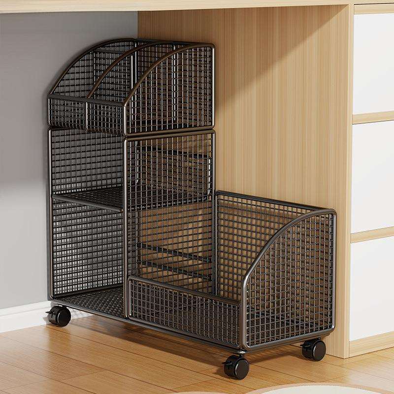 收纳推车书本桌下落地桌旁边书置物架可移动办公桌书柜带轮小书架