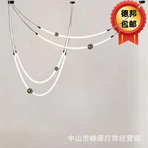 艺术灯北欧后现代线条吊灯设计师创意餐厅吧台前台艺术长条简约硅