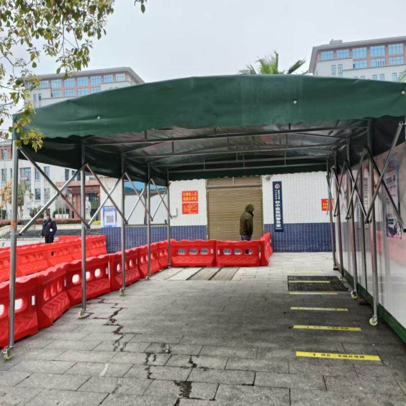 大型电动推拉雨棚活动伸缩厂房雨篷户外排挡汽车活动遮阳账篷仓库