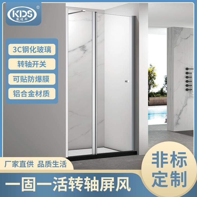 家用浴室玻璃隔断一字型转轴沐浴房卫生间隔断玻璃门淋浴房