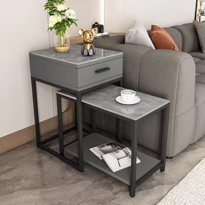 简约岩板边几沙发边柜客厅移动小茶几沙发旁侧边柜方形轻奢角几桌