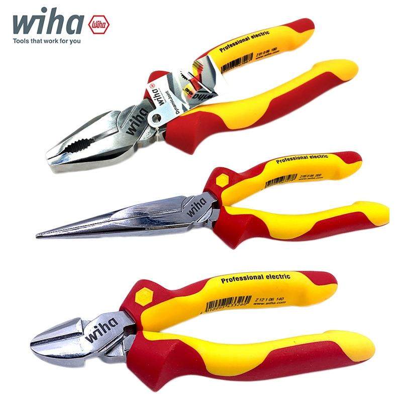 德国wiha威汉绝缘钳子进口耐高压电工专用尖嘴钳斜口钳钢丝钳工具