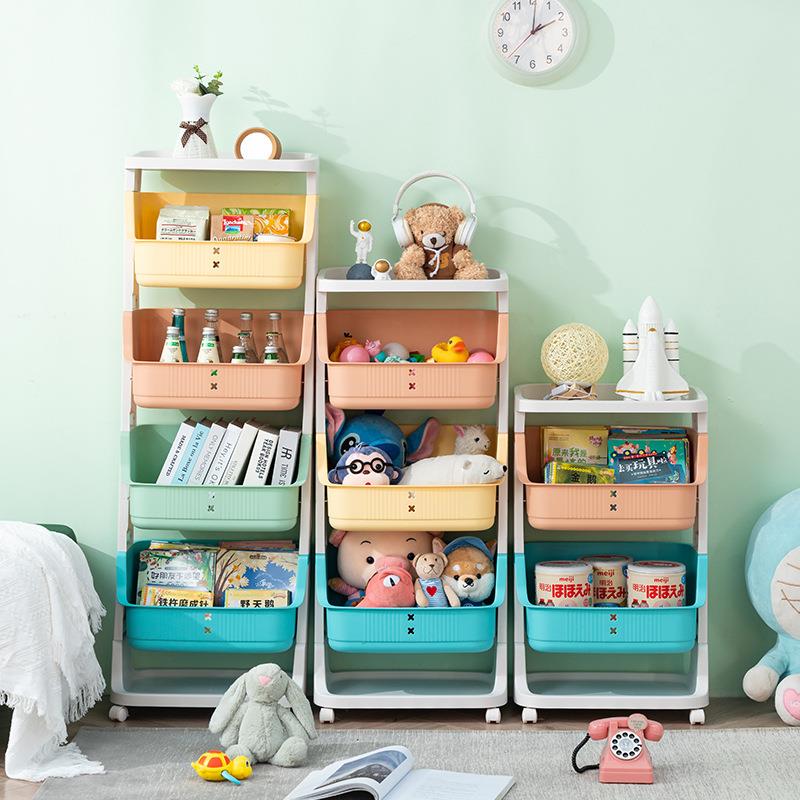 儿童玩具收纳架厨房菜架浴室置物架带轮小推车五层整理