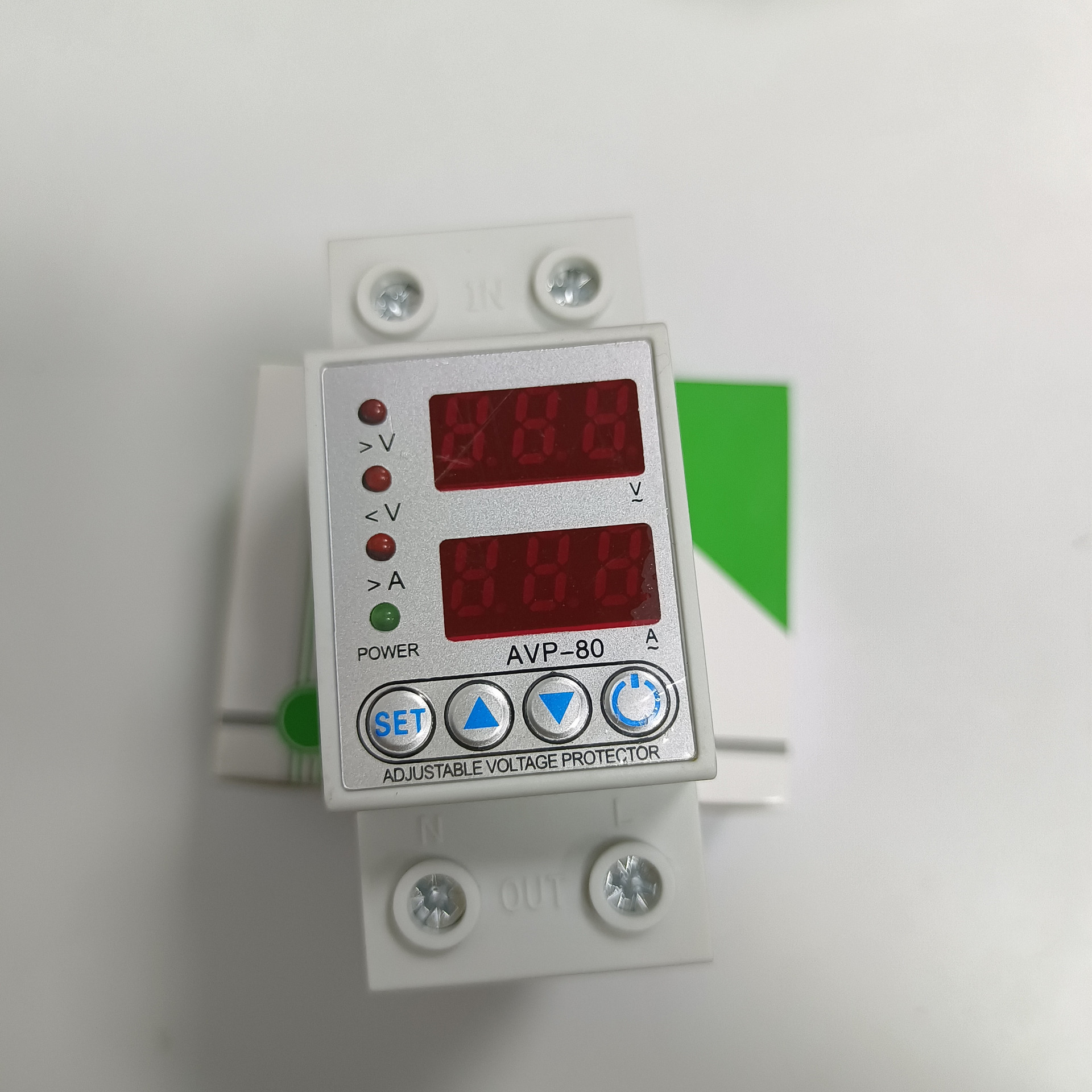 自复式可调过欠压限电流保护器LED双显 AVP-80A 220V数显电压X20