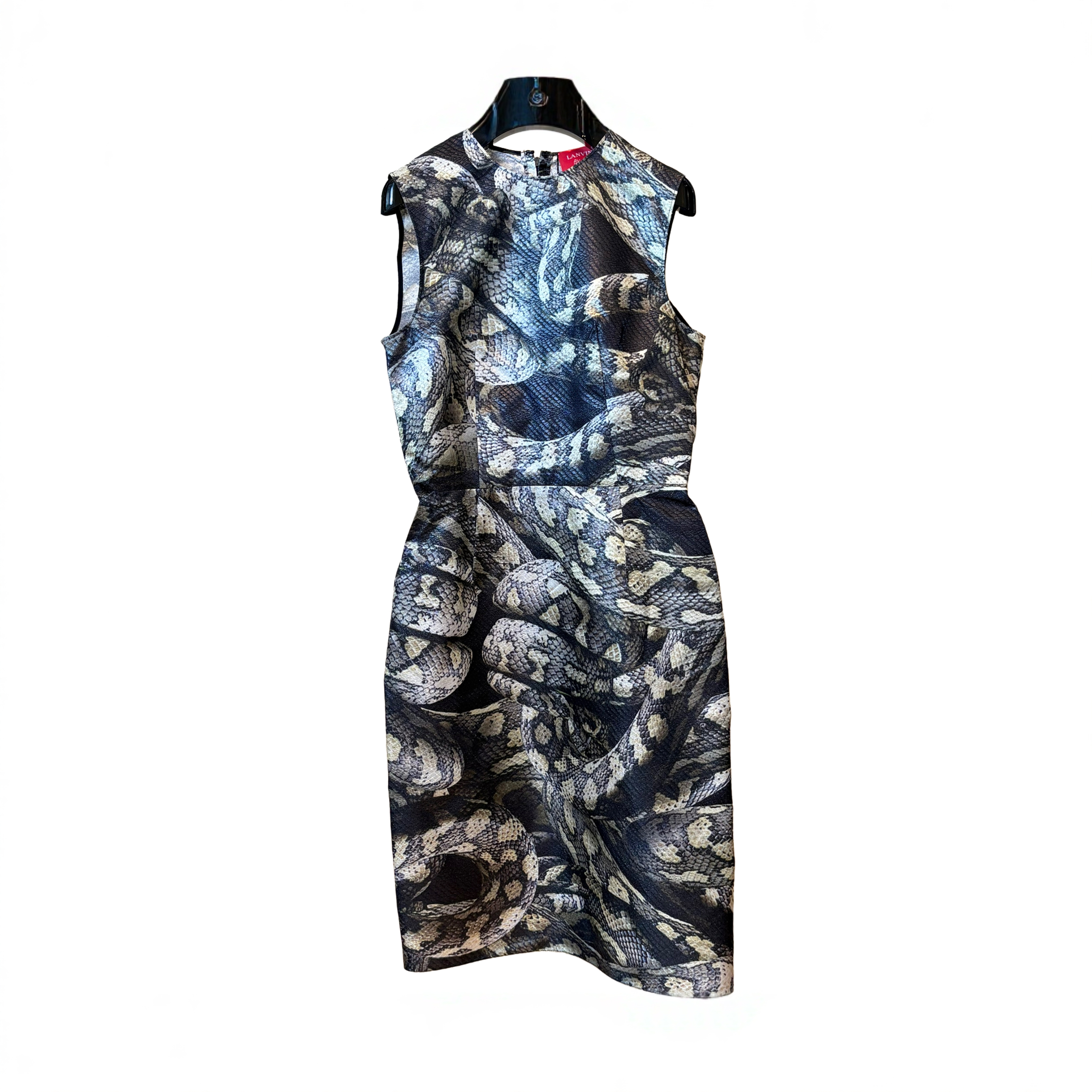 Lanvin浪凡法国产蛇皮纹路真丝连衣裙中古二奢Vintage古着99新190