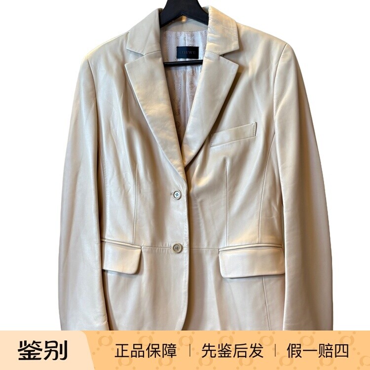 Loewe西班牙产40码皮衣中古二奢Vintage古着奢侈品-17
