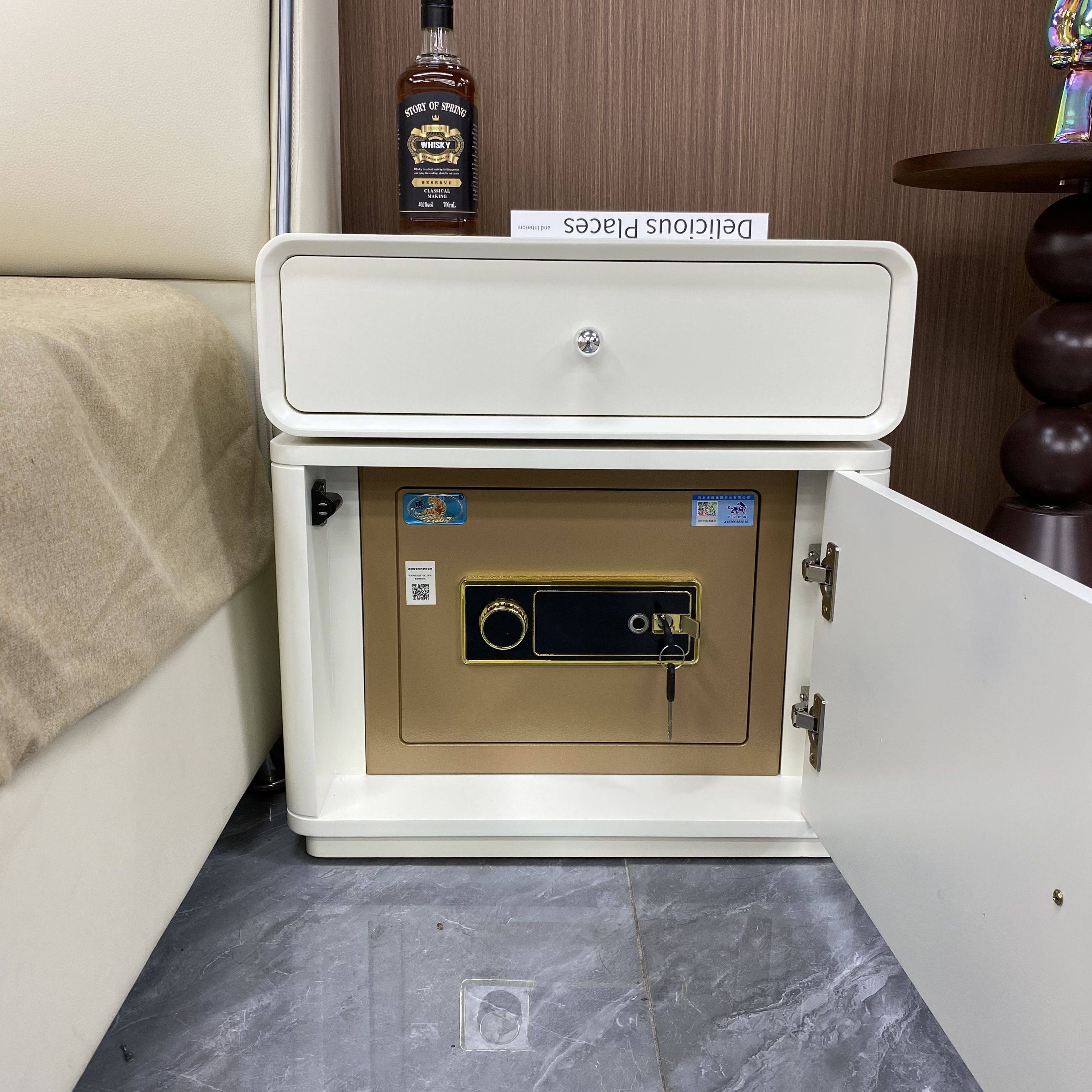 虎牌保险箱床头柜一体奶油风2025新款家用小型多功能带锁保管箱,住宅家具,床头柜,淘宝优惠券,粉丝福利购,淘宝优惠卷