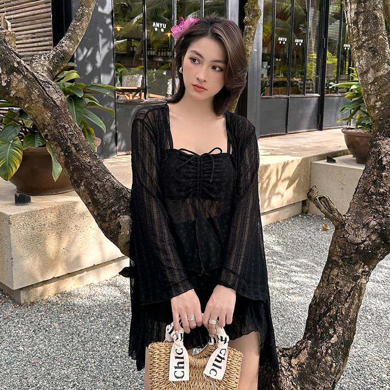泳衣女士分体三件套运动保守大码胖mm遮肉性感2025新款泡温泉泳装