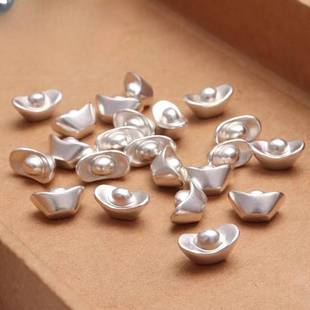 迷你版银色财源滚滚元宝实心古法财字银锭子时尚摆件收藏