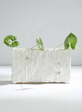 严选素烧水培白色陶瓷多肉花盆创意家居现代摆件桌面装饰绿萝花器