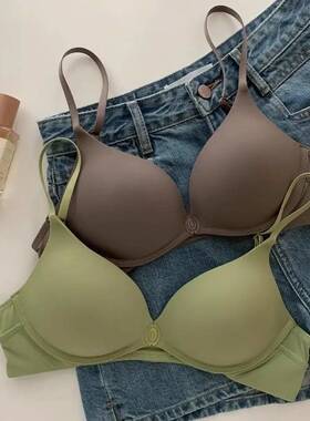 粉色内衣前扣式小胸聚拢不空杯u型露背防下垂女生美背薄款文胸罩