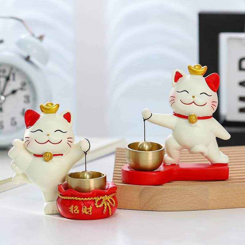 可爱招财猫多巴胺门铃入户门摆件喜庆冰箱贴开关贴创意猫咪小铃铛