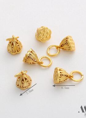 K包金保色哑金镂空莲蓬头莲子吊坠diy手工挂件吊饰手链项链配件