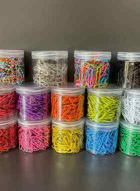 彩色28MM回形针200枚装金属回形针桶装糖果色回形针办公文件夹