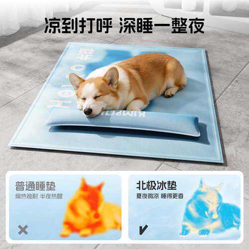 升级北极熊带枕头宠物冰垫狗窝凝胶冰垫冰宠物垫凉垫速冷跨境
