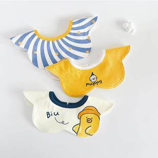 围兜新生婴儿ins韩版新款宝宝双层精梳棉防水围兜儿卡通360口水巾